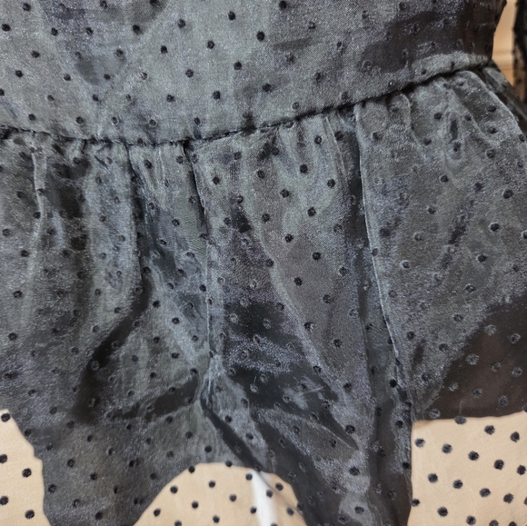 Express Y2K Elegant Black Sheer Polka Dot Women's Top M. - Picture 3 of 15